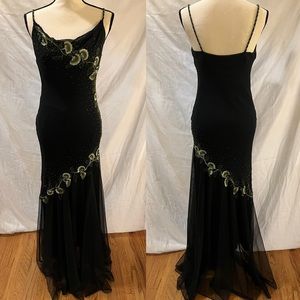 Vintage Y2K silk black beaded gown 🖤